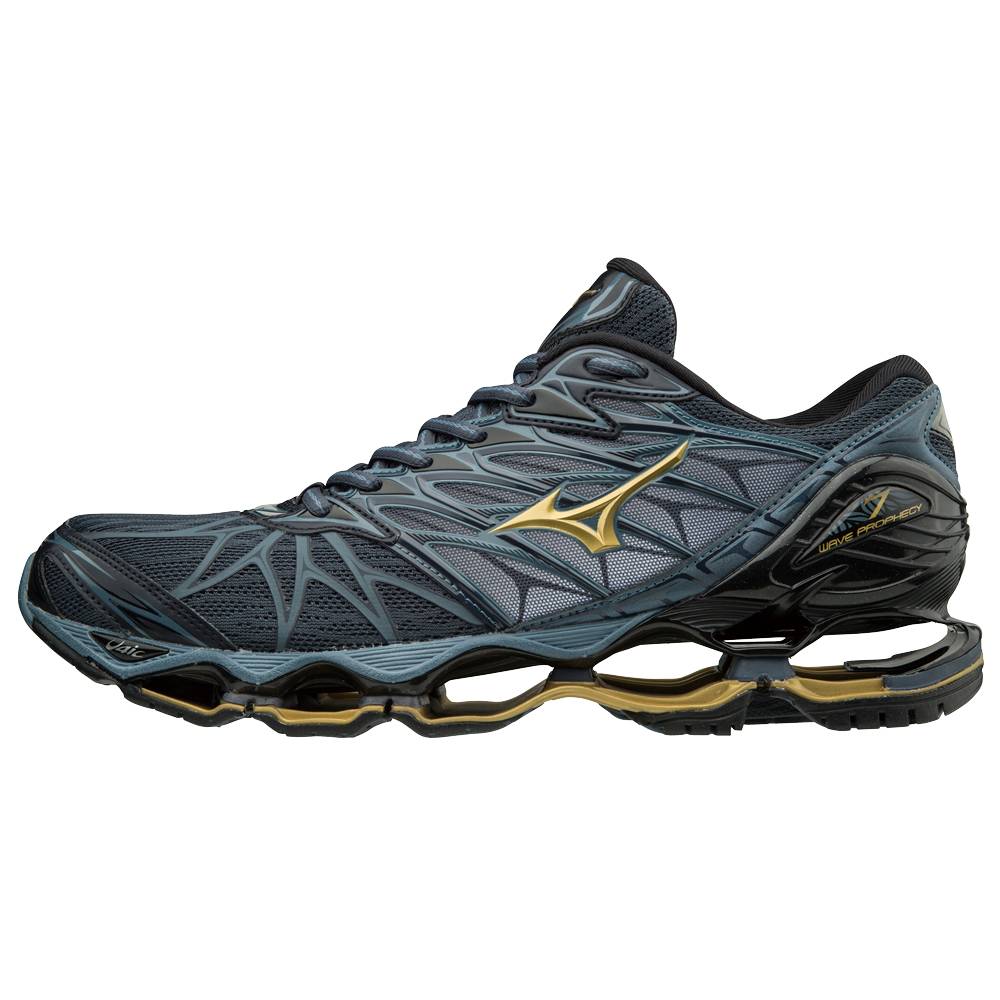 Mens Mizuno Wave Prophecy 7 Running Shoes Black/Blue Philippines (SIEHNX367)